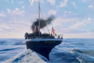 Cinematic VR rendering of the Titanic sailing across the ocean