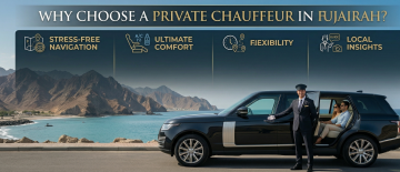 luxury chauffeur service Fujairah SUV with driver coastal mountain road